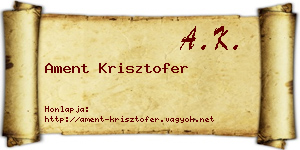 Ament Krisztofer névjegykártya